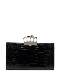 Alexander McQueen crocodile-embossed knuckleduster clutch