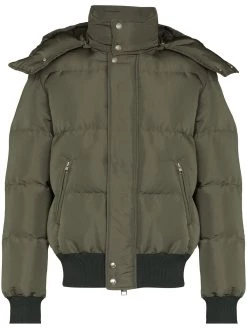Alexander McQueen logo-print hooded padded coat