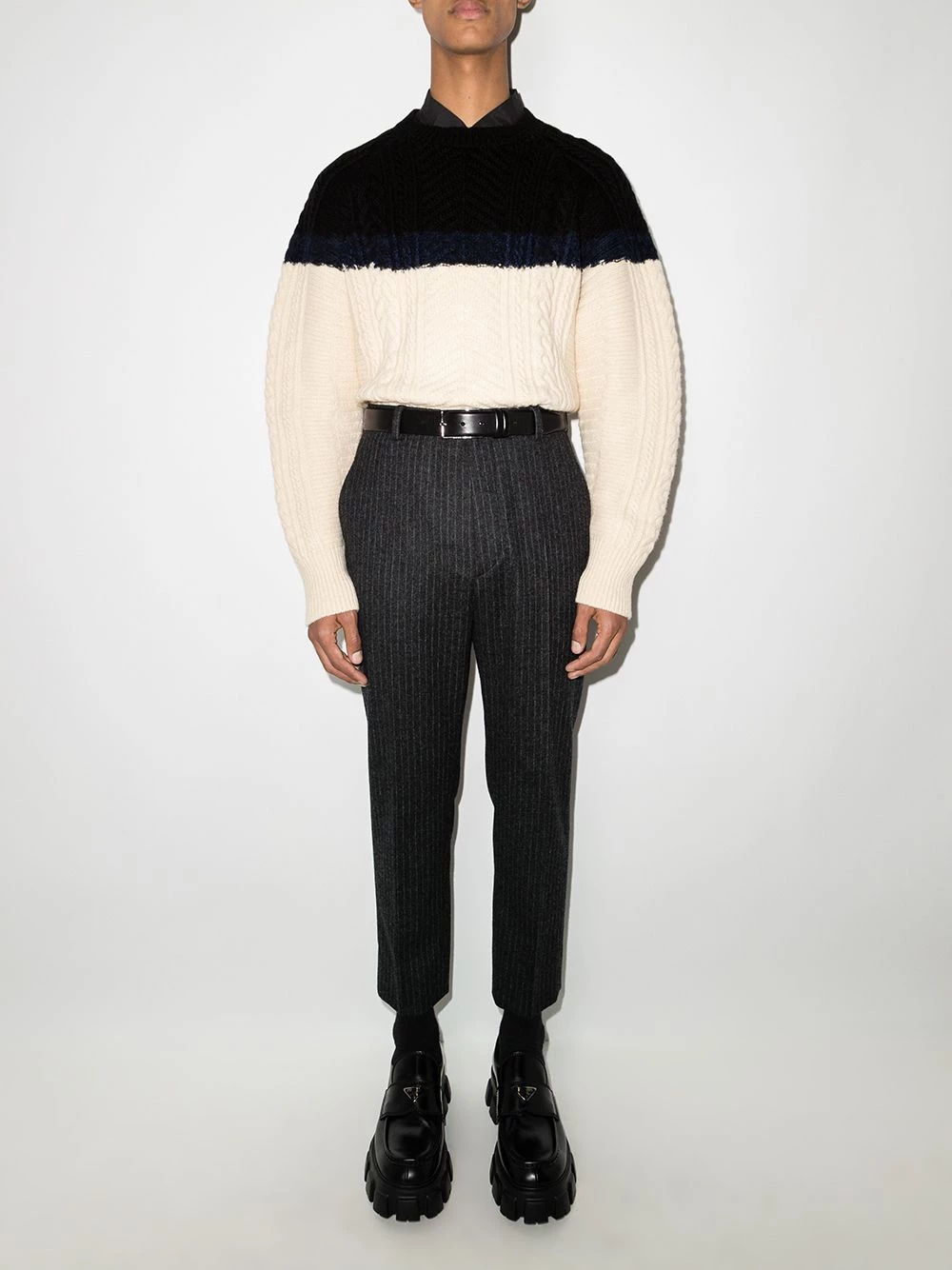 Deals 🎉 Alexander McQueen Two tone cable knit jumper ⌛ 5 Alexander McQueen two-tone cable-knit jumper