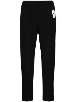 Alexander McQueen skull-embroidered zip-ankle tack pants
