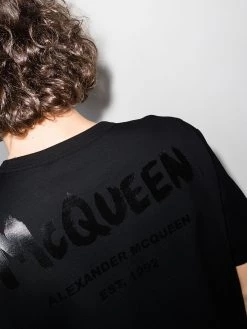 Alexander McQueen AMQ GRAFFITI BK PRNT SS TEE WHT