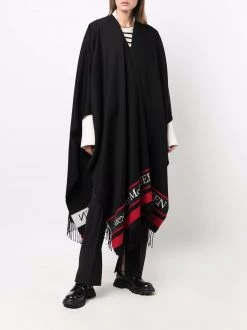 Alexander McQueen logo-print cape