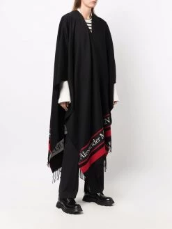 Alexander McQueen logo-print cape