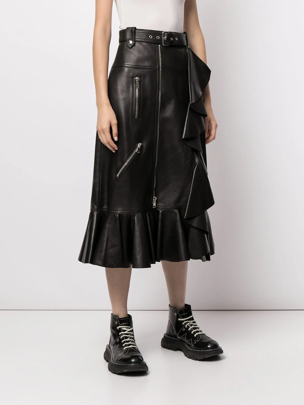 Buy 😍 Alexander McQueen High waisted ruffle hem 👗 skirt 🛒 3 Alexander McQueen high-waisted ruffle-hem skirt
