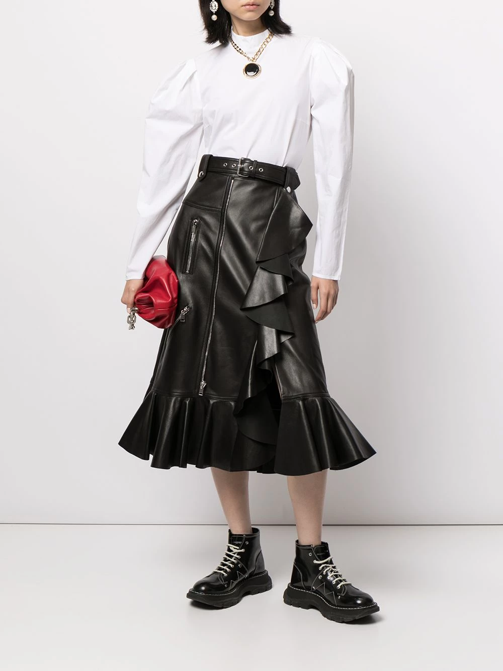 Buy 😍 Alexander McQueen High waisted ruffle hem 👗 skirt 🛒 2 Alexander McQueen high-waisted ruffle-hem skirt