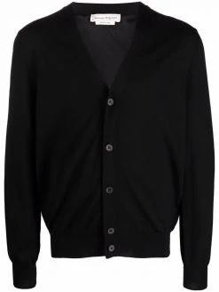 Alexander McQueen logo-print wool cardigan