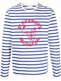 Alexander McQueen logo-print striped jumper