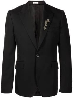Alexander McQueen brooch-detail blazer