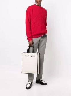 Alexander McQueen logo-embroidered tote bag