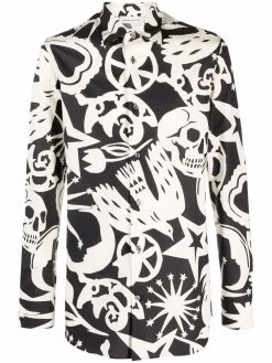 Alexander McQueen Papercut-print long-sleeve shirt