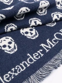 Alexander McQueen skull-embroidered wool scarf