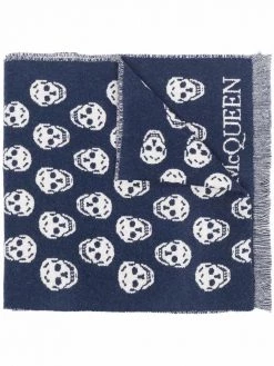 Alexander McQueen skull-embroidered wool scarf