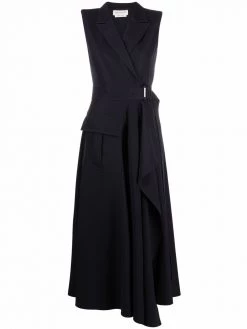 Alexander McQueen sleeveless wool-blend wrap dress