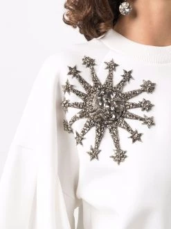 Alexander McQueen crystal star cotton-blend sweatshirt