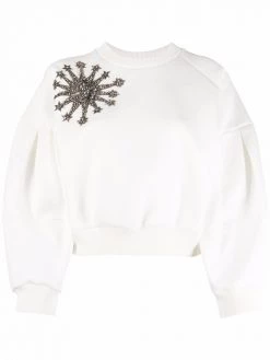 Alexander McQueen crystal star cotton-blend sweatshirt