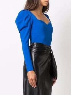 Alexander McQueen puff-sleeve sweetheart bodysuit