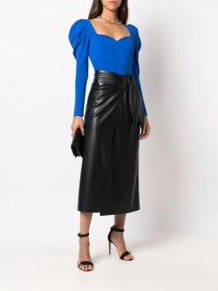 Alexander McQueen puff-sleeve sweetheart bodysuit