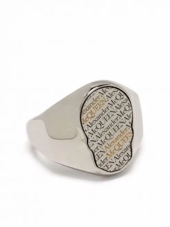 Alexander McQueen logo print skull ring