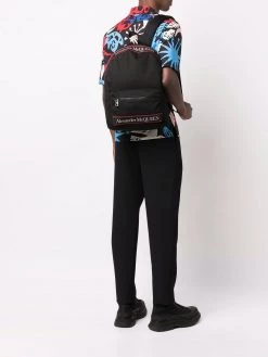 Alexander McQueen logo-stripe print backpack