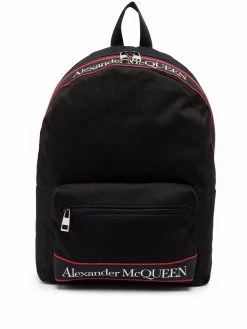 Alexander McQueen logo-stripe print backpack