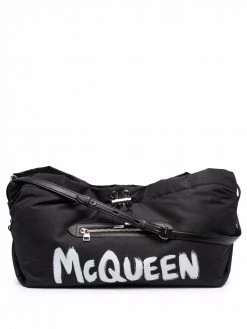 Alexander McQueen graffiti logo-print shoulder bag