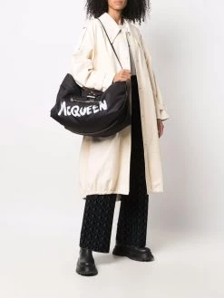 Alexander McQueen graffiti logo-print shoulder bag