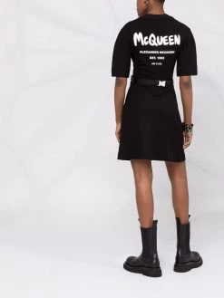 Alexander McQueen rear logo-print mini dress