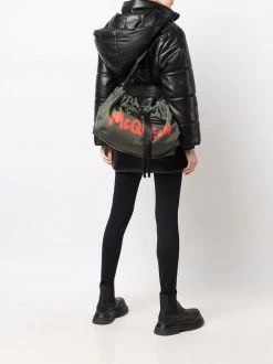Alexander McQueen logo-print drawstring shoulder bag