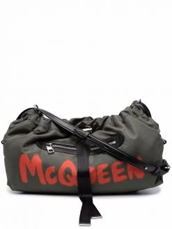 Alexander McQueen logo-print drawstring shoulder bag