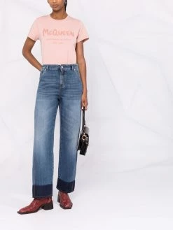 Alexander McQueen two-tone straight-leg jeans