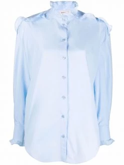 Alexander McQueen ruffle-collar cotton long-sleeve shirt