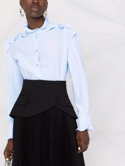 Alexander McQueen ruffle-collar cotton long-sleeve shirt