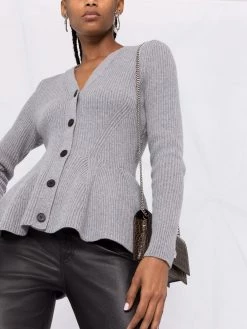 Alexander McQueen ribbed knit wool-cashmere cardigan