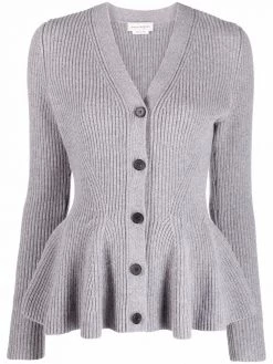 Alexander McQueen ribbed knit wool-cashmere cardigan