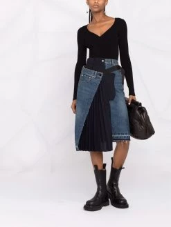 Alexander McQueen V-neck ribbed knit top