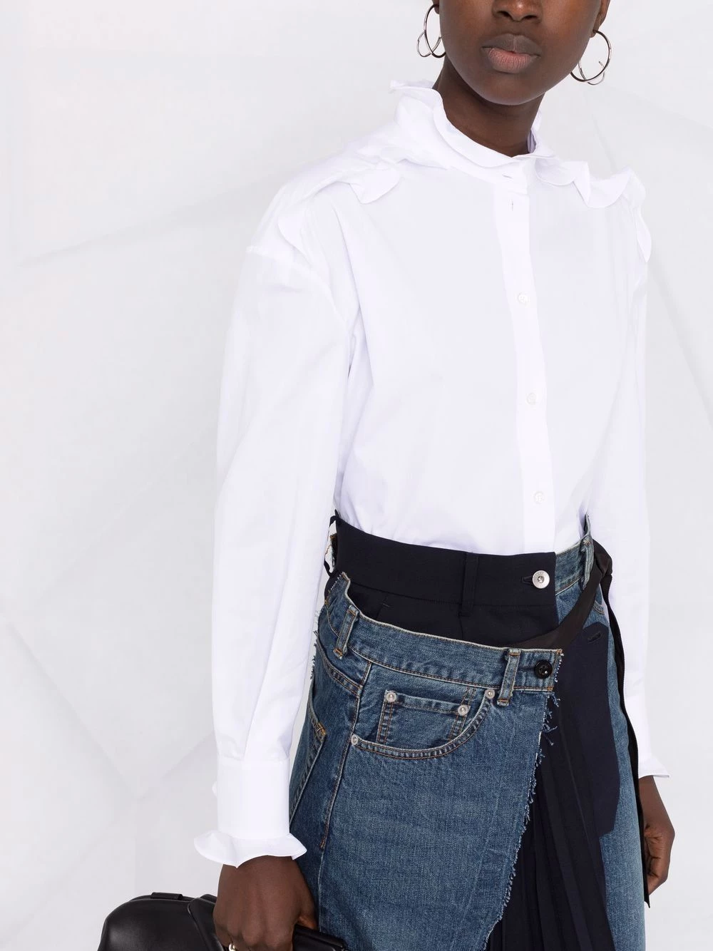 Deals 😀 Alexander McQueen Ruffle collar cotton long sleeve top ⭐ 5 Alexander McQueen ruffle-collar cotton long-sleeve top