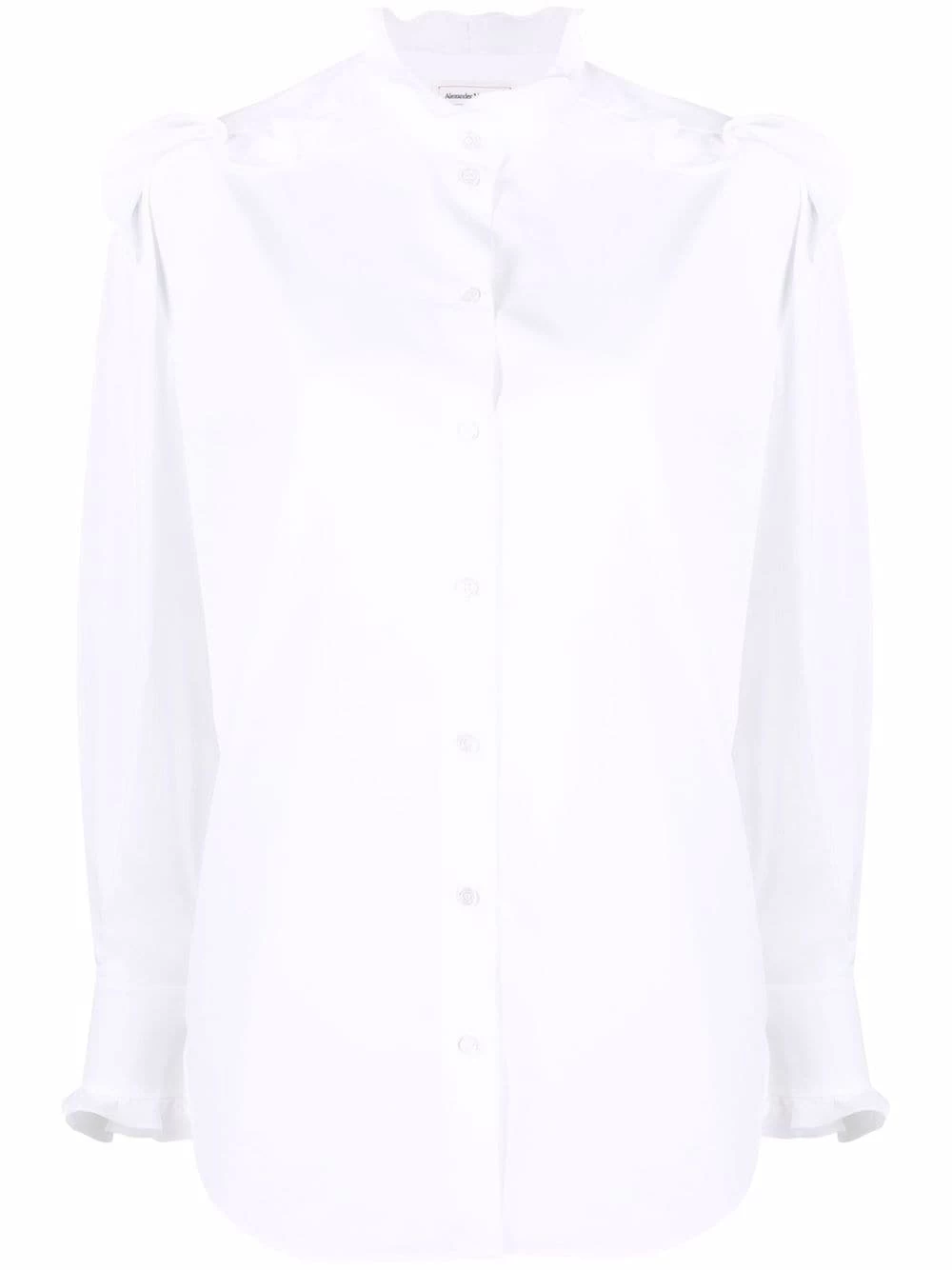 Deals 😀 Alexander McQueen Ruffle collar cotton long sleeve top ⭐ 1 Alexander McQueen ruffle-collar cotton long-sleeve top