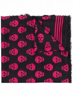 Alexander McQueen skull-print frayed-edge scarf