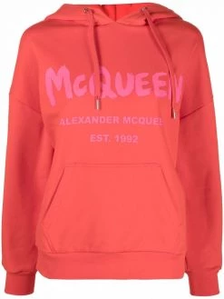 Alexander McQueen graffiti logo-print pouch-pocket hoodie