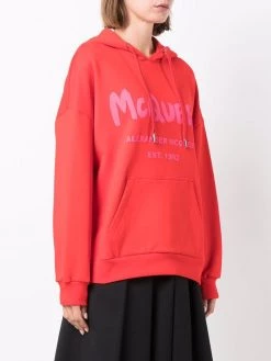 Alexander McQueen graffiti logo-print pouch-pocket hoodie