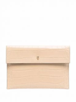 Alexander McQueen crocodile-effect leather clutch