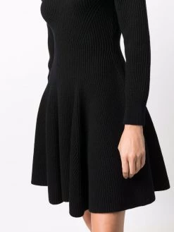 Alexander McQueen ribbed-knit flared mini dress