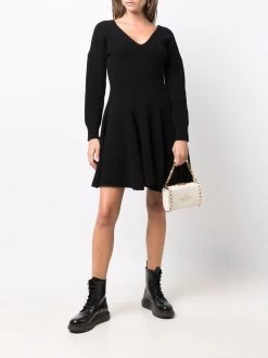 Alexander McQueen ribbed-knit flared mini dress
