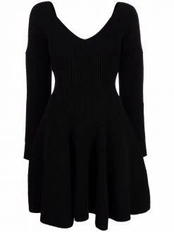 Alexander McQueen ribbed-knit flared mini dress