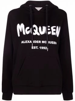 Alexander McQueen logo-print cotton hoodie