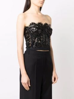 Alexander McQueen lace-panel strapless top