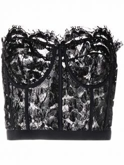 Alexander McQueen lace-panel strapless top