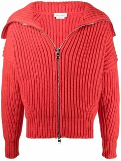 Alexander McQueen ribbed-knit zip-up cardigan