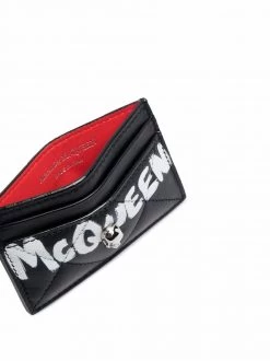 Alexander McQueen skull-embellishment quilted wallet