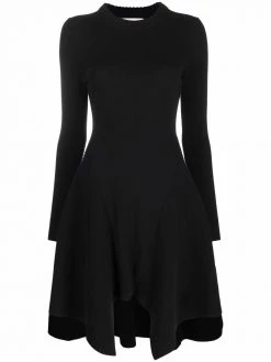Alexander McQueen curved-hem knitted cashmere dress
